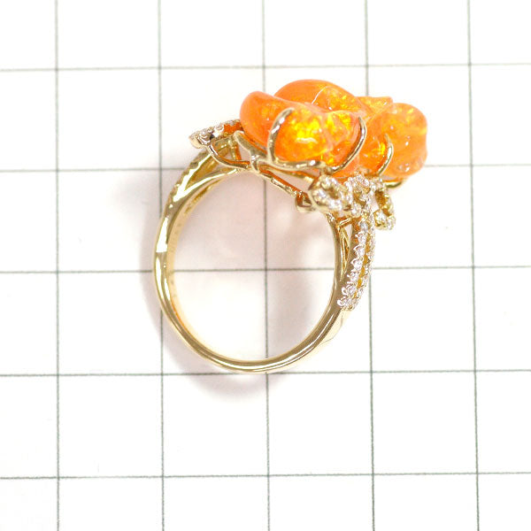 K18YG Fire Opal Diamond Ring 7.47ct D0.41ct