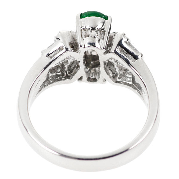 Pt900 Jade Diamond Ring 1.10ct D0.36ct Butterfly 