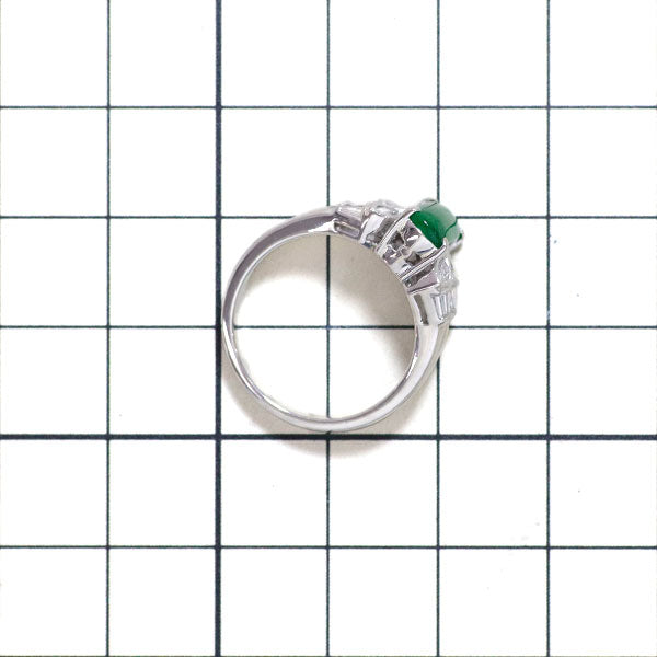 Pt900 Jade Diamond Ring 1.10ct D0.36ct Butterfly 