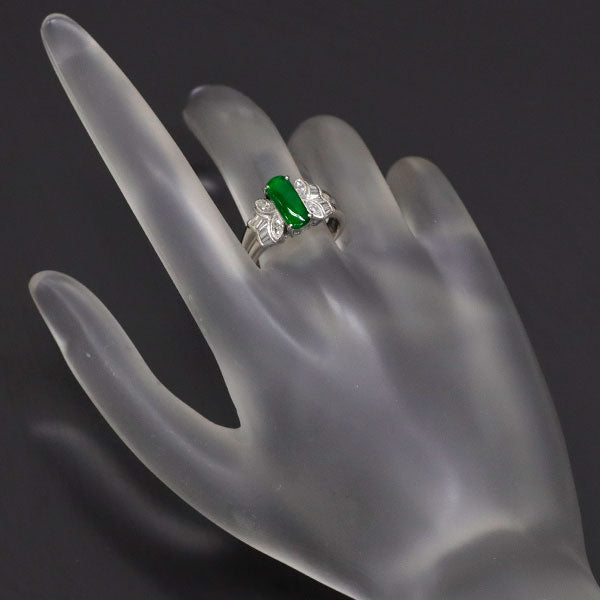 Pt900 Jade Diamond Ring 1.10ct D0.36ct Butterfly 