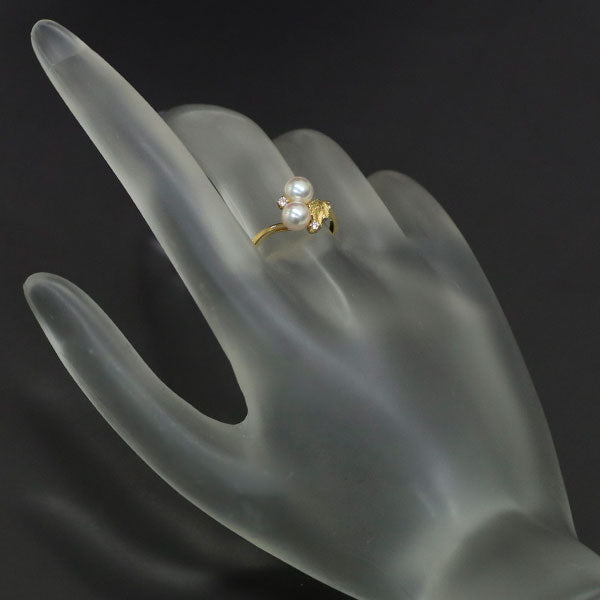 MIKIMOTO K18YG Akoya pearl diamond ring, diameter approx. 5.1-5.3mm 