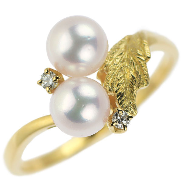 MIKIMOTO K18YG Akoya pearl diamond ring, diameter approx. 5.1-5.3mm 