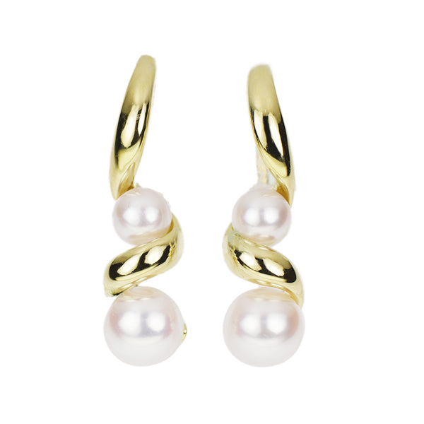 MIKIMOTO K18YG Akoya pearl earrings, diameter approx. 3.5-4.7mm 