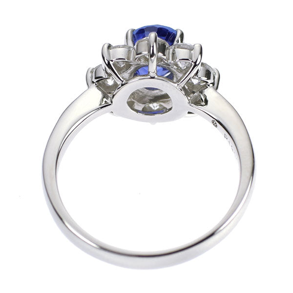 Pt900 Burmese unheated sapphire diamond ring 1.38ct D1.02ct 