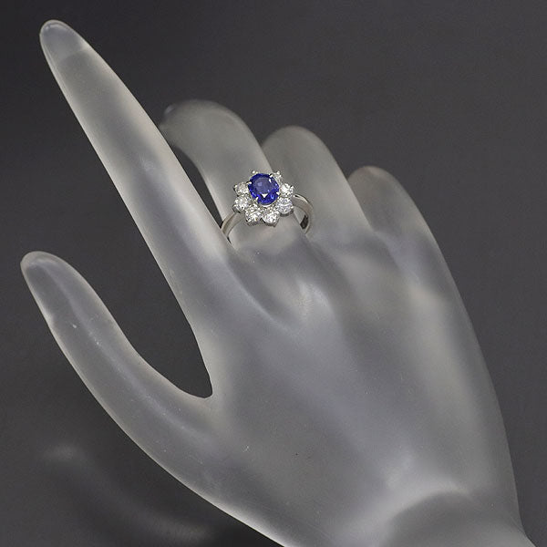 Pt900 Burmese unheated sapphire diamond ring 1.38ct D1.02ct 