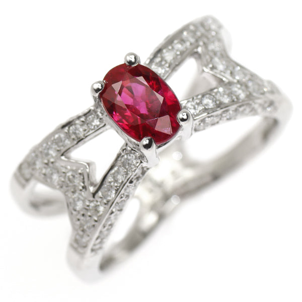 Pt900 Ruby Diamond Ring 0.96ct D0.32ct 