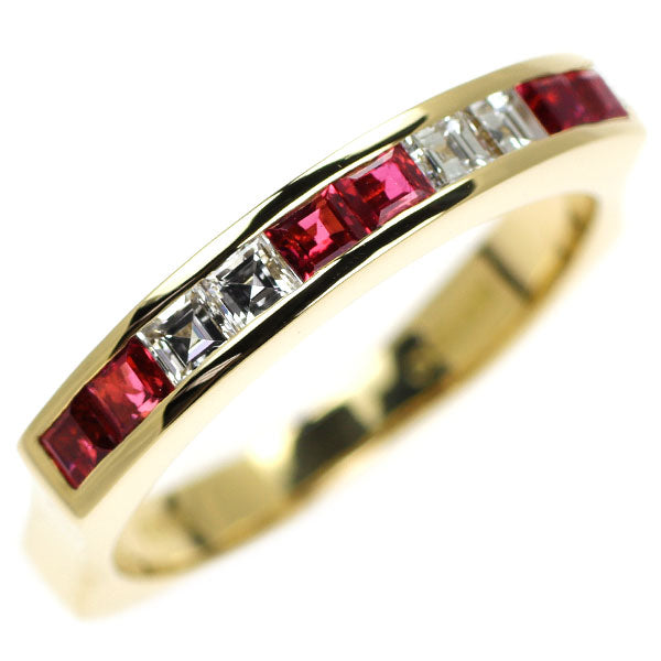 EJ&amp;Co K18YG Ruby Diamond Ring 0.71ct D0.32ct 