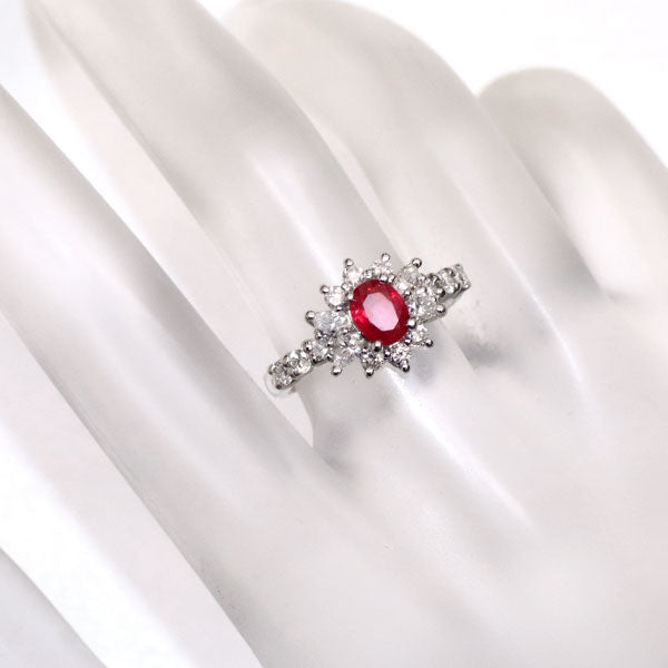 Pt900 Ruby Diamond Ring 0.60ct D0.55ct 