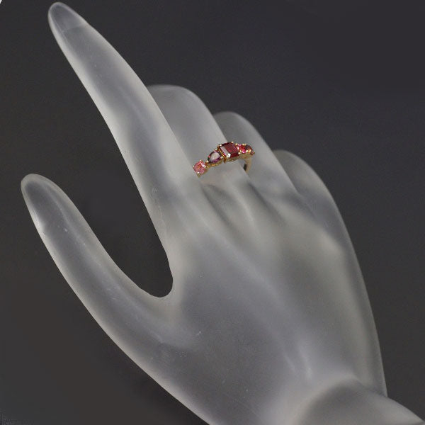 K18PG Ruby Pink Tourmaline Garnet Ring 0.96ct 