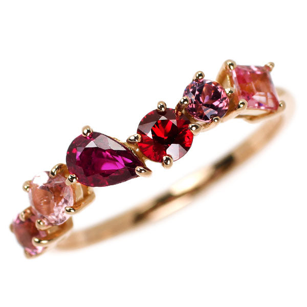 K18PG Ruby Pink Tourmaline Garnet Ring 1.08ct 