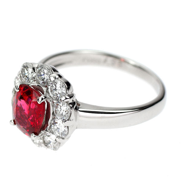 Pt950 Red Spinel Diamond Ring 1.35ct D0.96ct 