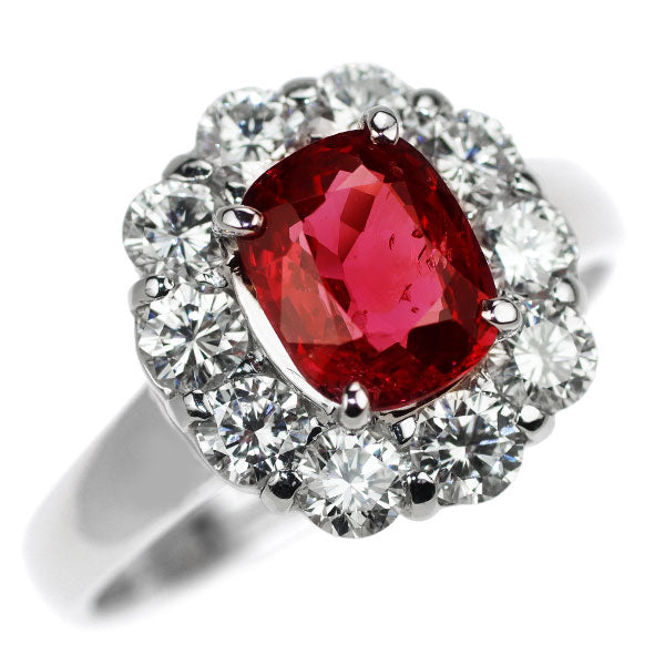 Pt950 Red Spinel Diamond Ring 1.35ct D0.96ct 