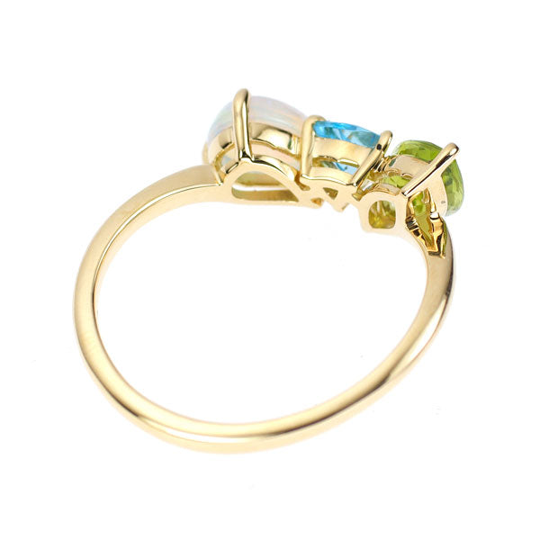 K18YG Peridot Opal Blue Topaz Ring 1.66ct 