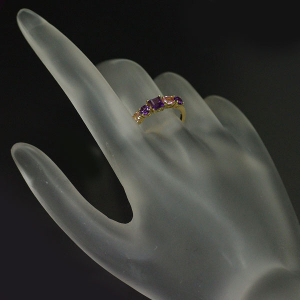 K18YG Amethyst Pink Sapphire Morganite Ring 1.14ct 