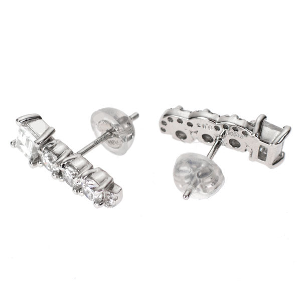 Pt900 Step/Round Diamond Earrings 1.26ct 