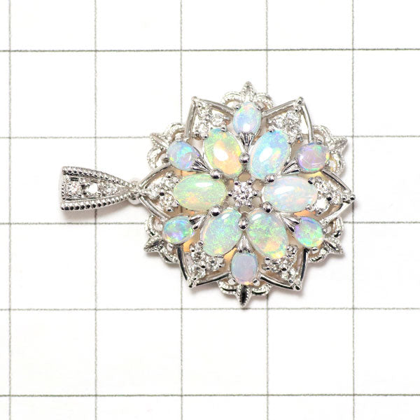 K18WG Opal Diamond Pendant Top 1.99ct D0.41ct 