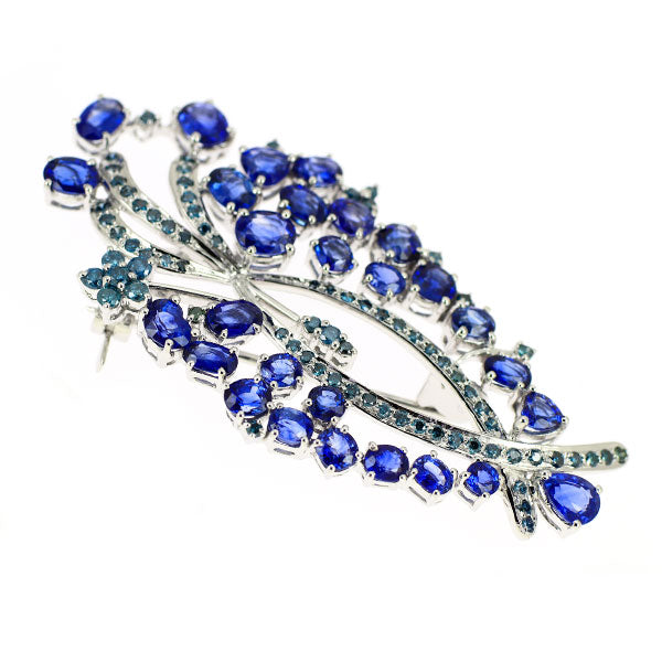 K18WG Sapphire Treated Blue Diamond Brooch/Pendant 11.00ct TBD1.27ct 