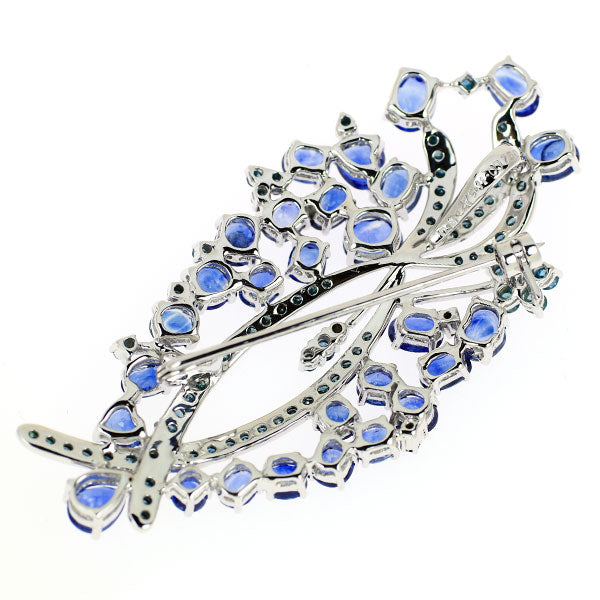 K18WG Sapphire Treated Blue Diamond Brooch/Pendant 11.00ct TBD1.27ct 