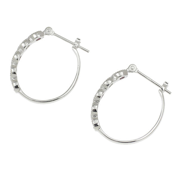 K18WG Ruby Diamond Earrings 0.16ct D0.10ct Hoop 