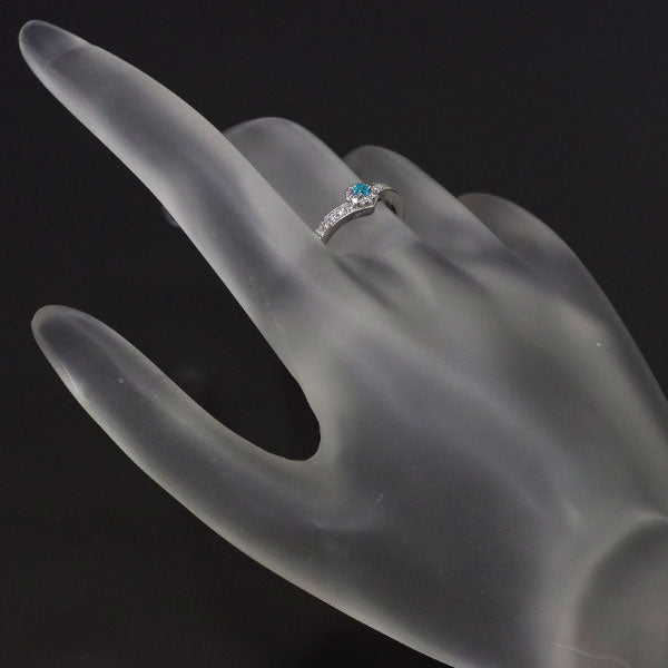 Brand new rare Pt900 Paraiba tourmaline diamond ring 0.05ct D0.24ct 