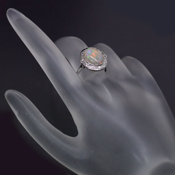 K14WG Opal Ring 1.62ct Vintage Product with Senbon Openwork 