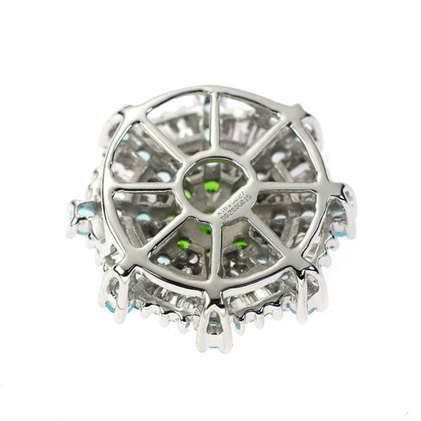 Rare K18WG Demantoid Garnet Diamond Paraiba Tourmaline Pendant Top 0.15ct D0.20ct PT0.27ct 