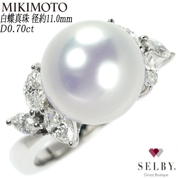 MIKIMOTO Pt950 White Butterfly Pearl/Pearl Diamond Ring 11.0mm D0.70 #11.0《Selby Ginza Store》【S Like New Polished】【Used】 