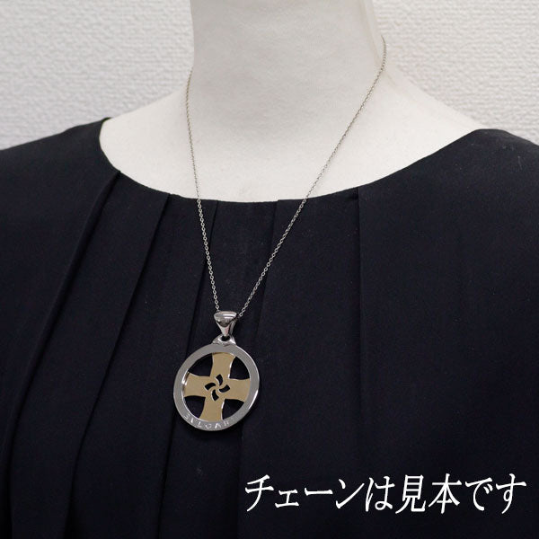 ブルガリ K18YG/SS ペンダントトップ トンド クロス