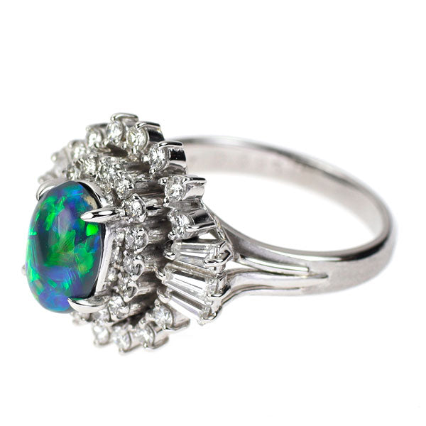 Pt900 Black Opal Diamond Ring 1.47ct D0.95ct 