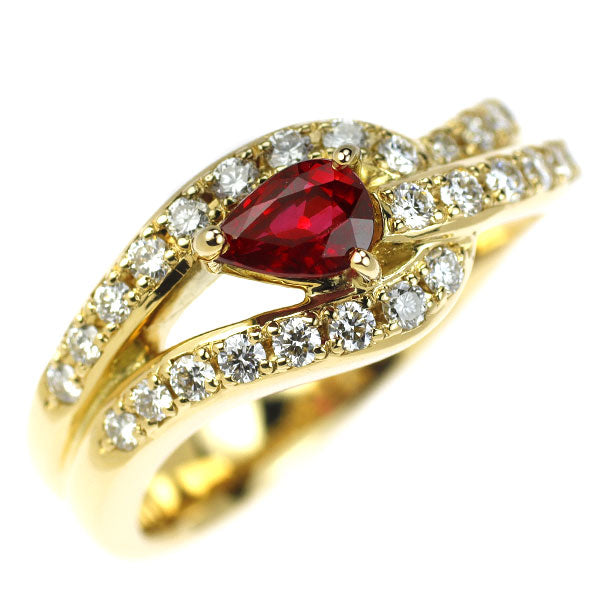 Mila Schon K18YG Ruby Diamond Ring 0.50ct D0.48ct 