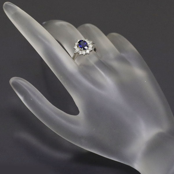 Pt900 Sapphire Diamond Ring 1.17ct D0.55ct 