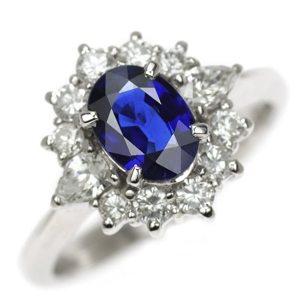 Pt900 Sapphire Diamond Ring 1.17ct D0.55ct 