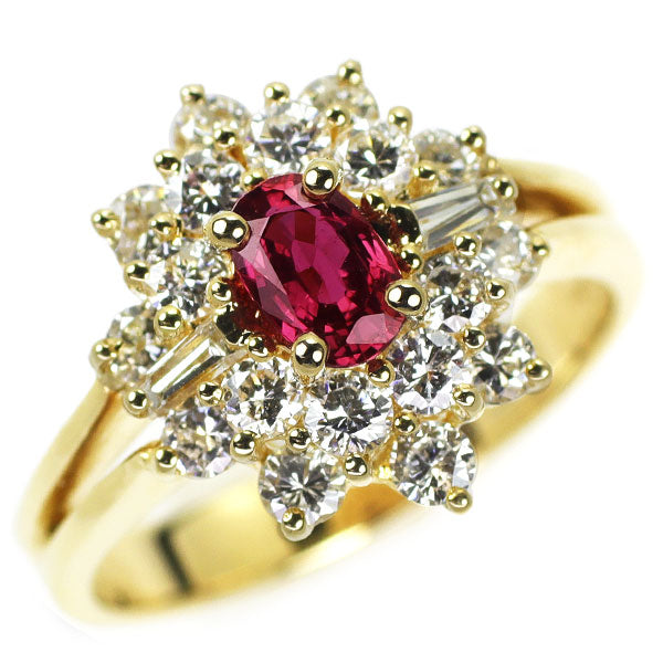 K18YG ruby ​​diamond ring 