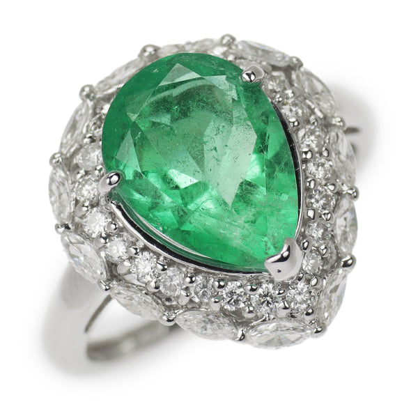 K18WG Emerald Diamond Ring 2.790ct 