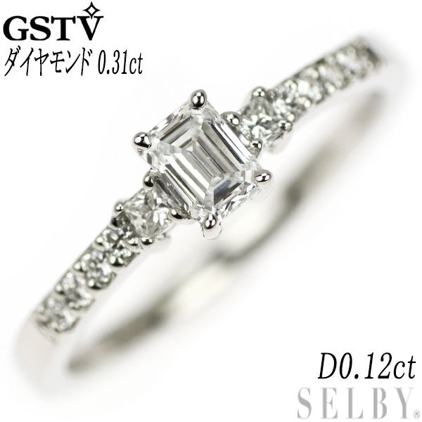 GSTV Pt950 エメラルドカット ダイヤモンド リング 0.31ct D0.12ct – セルビーオンラインストア
