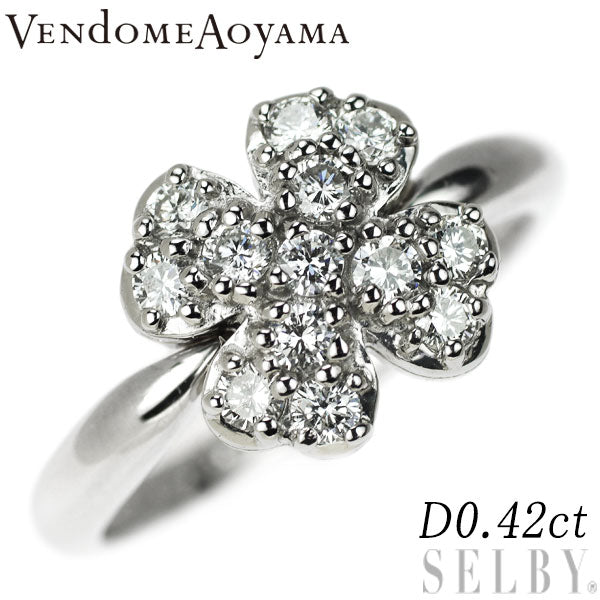 Vendome Aoyama Pt950 Diamond Ring 0.42ct Clover 