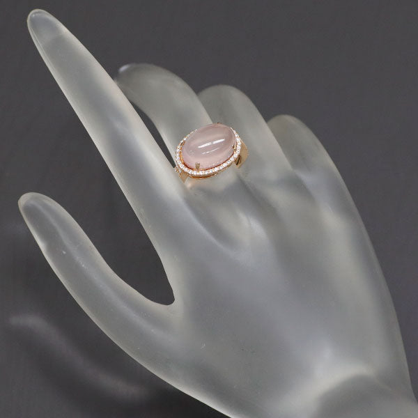 K18PG Rose Quartz Diamond Ring 7.33ct D0.34ct 