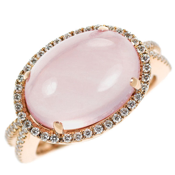 K18PG Rose Quartz Diamond Ring 7.33ct D0.34ct 