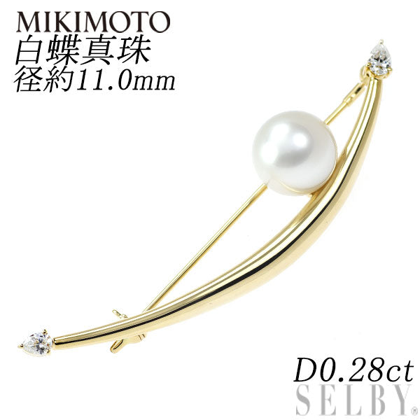 MIKIMOTO K18YG White South Sea Pearl Diamond Brooch Diameter approx. 11.0mm D0.28ct 