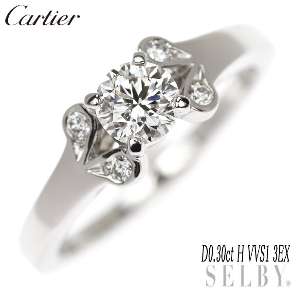 Cartier Pt950 Diamond Ring 0.30ct H VVS1 3EX Ballerina Size 45 