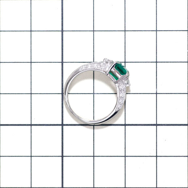 Tasaki Pearl Pt900 Colombian Emerald Diamond Ring 0.83ct D0.40ct 