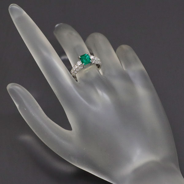 Tasaki Pearl Pt900 Colombian Emerald Diamond Ring 0.83ct D0.40ct 