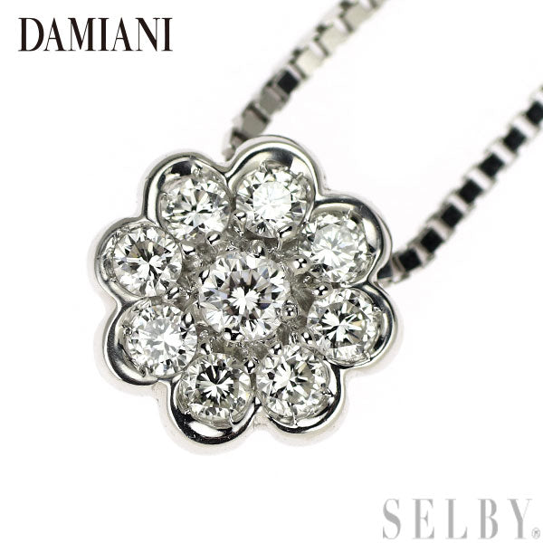 Damiani K18WG Diamond Pendant Necklace Flower 