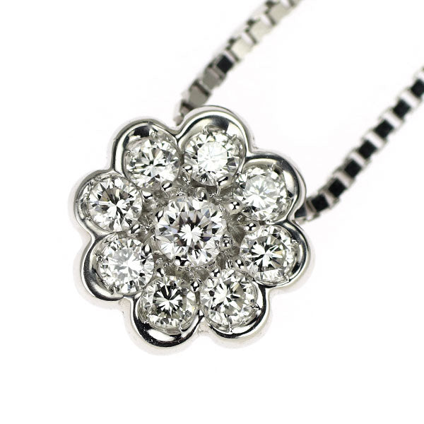 Damiani K18WG Diamond Pendant Necklace Flower 