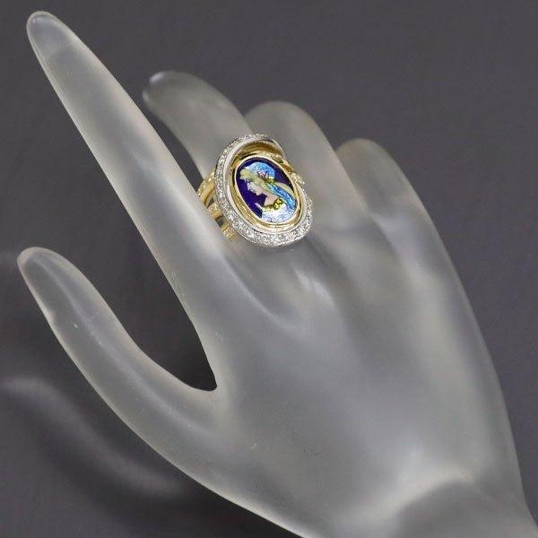 Mitsuo Kaji Enamel/K18YG/Pt900 Diamond Ring 0.50ct 