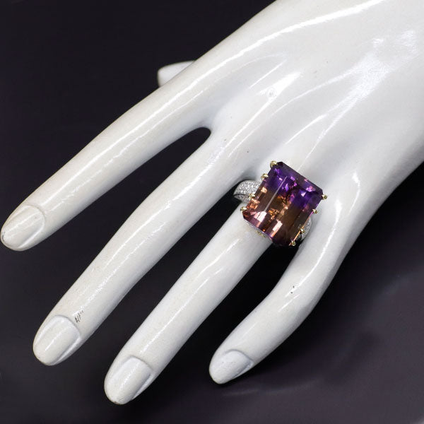 ジュエルスタジオ K18YG/Pt900 アメトリン アメジスト シトリン ダイヤ リング 30.96ct A/C1.27ct D1.06ct