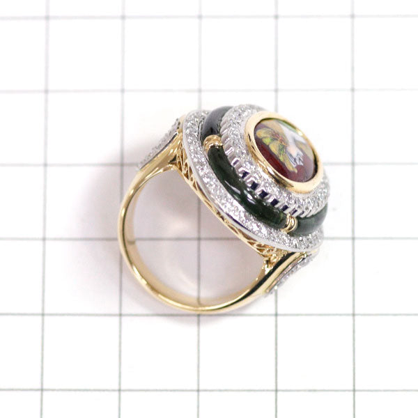 Mitsuo Kaji Enamel/K18YG/Pt900 Diamond Glass Ring 