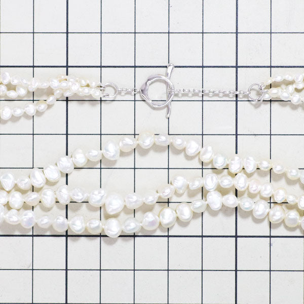 Tasaki Pearl K18WG White Butterfly Keshi Pearl Necklace 3 Strands 