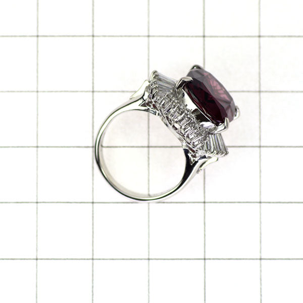 Pt900 Rhodolite Garnet Diamond Ring 7.93ct D0.48ct 