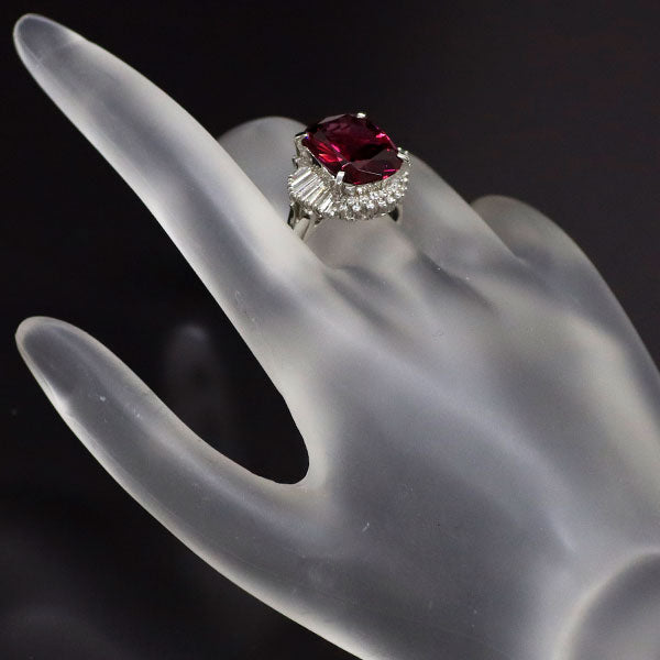 Pt900 Rhodolite Garnet Diamond Ring 7.93ct D0.48ct 